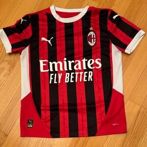 Puma Kids Red and Black Striped Soccer Jersey